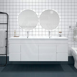 Macho 1500mm Premium MDF Gloss White Wall Hung Vanity Single/Double Bowls Available