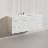 Macho 1500mm Premium MDF Gloss White Wall Hung Vanity Single/Double Bowls Available