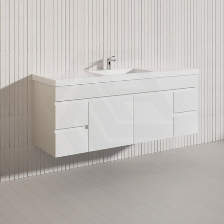 Macho 1500mm Premium MDF Gloss White Wall Hung Vanity Single/Double Bowls Available