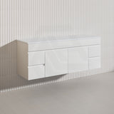 Macho 1500mm Premium MDF Gloss White Wall Hung Vanity Single/Double Bowls Available