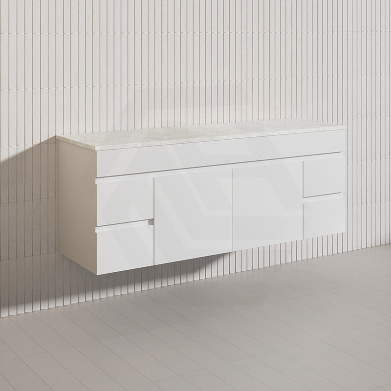 Macho 1500mm Premium MDF Gloss White Wall Hung Vanity Single/Double Bowls Available