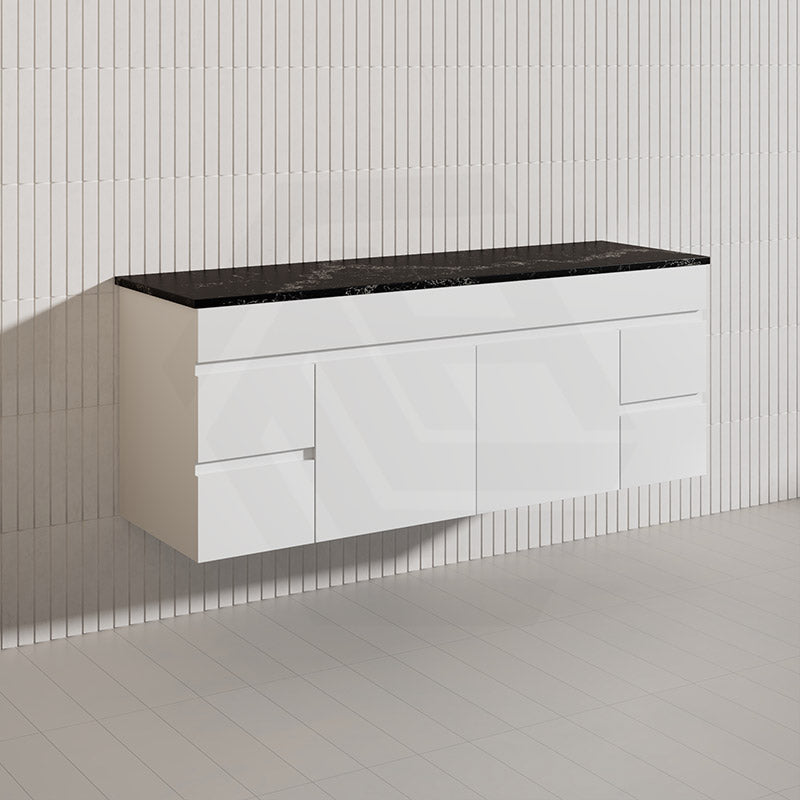 Macho 1500mm Premium MDF Gloss White Wall Hung Vanity Single/Double Bowls Available