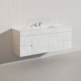 Macho 1500mm Premium MDF Gloss White Wall Hung Vanity Single/Double Bowls Available