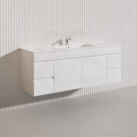 Macho 1500mm Premium MDF Gloss White Wall Hung Vanity Single/Double Bowls Available