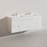 Macho 1500mm Premium MDF Gloss White Wall Hung Vanity Single/Double Bowls Available