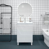 600mm MACHO Narrow Premium MDF Gloss White Freestanding Vanity with Legs/Kickboard