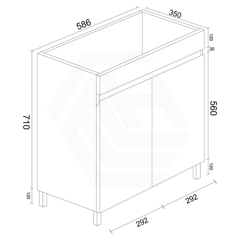 600mm MACHO Narrow Premium MDF Gloss White Freestanding Vanity with Legs/Kickboard