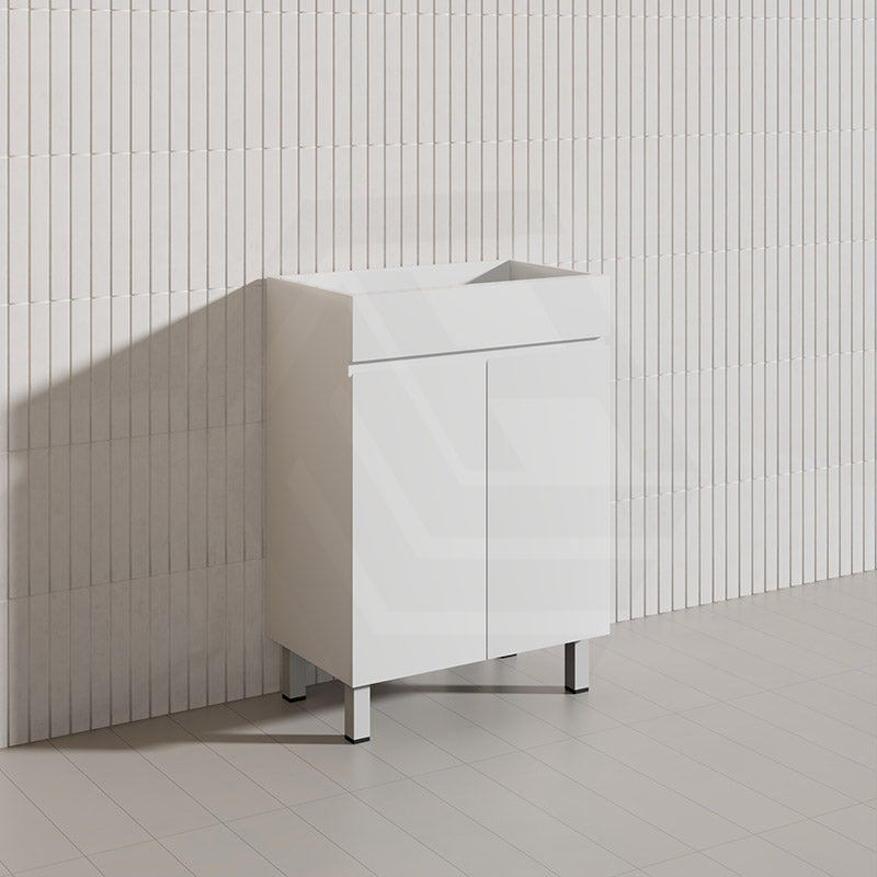 Macho 600mm Narrow Premium MDF Gloss White Freestanding Vanity with Legs/Kickboard