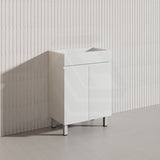 Macho 600mm Narrow Premium MDF Gloss White Freestanding Vanity with Legs/Kickboard