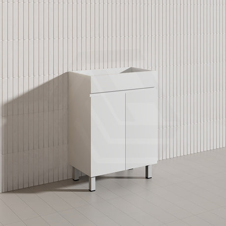 Macho 600mm Narrow Premium MDF Gloss White Freestanding Vanity with Legs/Kickboard