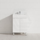 Macho 600mm Narrow Premium MDF Gloss White Freestanding Vanity with Legs/Kickboard