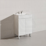 Macho 600mm Narrow Premium MDF Gloss White Freestanding Vanity with Legs/Kickboard
