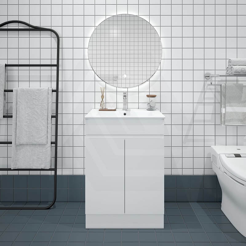 600mm MACHO Narrow Premium MDF Gloss White Freestanding Vanity with Legs/Kickboard