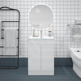 600mm MACHO Narrow Premium MDF Gloss White Freestanding Vanity with Legs/Kickboard