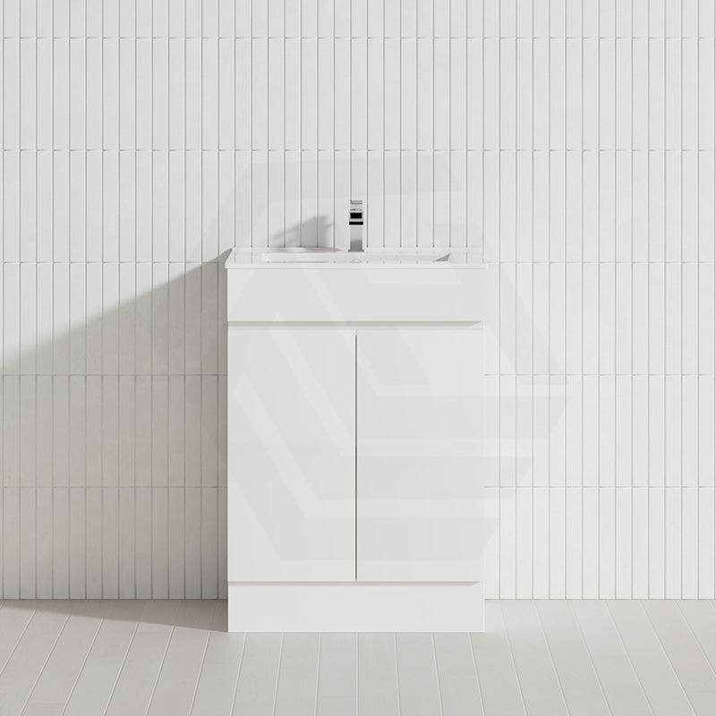Macho 600mm Narrow Premium MDF Gloss White Freestanding Vanity with Legs/Kickboard