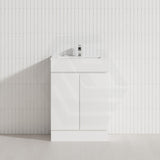 Macho 600mm Narrow Premium MDF Gloss White Freestanding Vanity with Legs/Kickboard