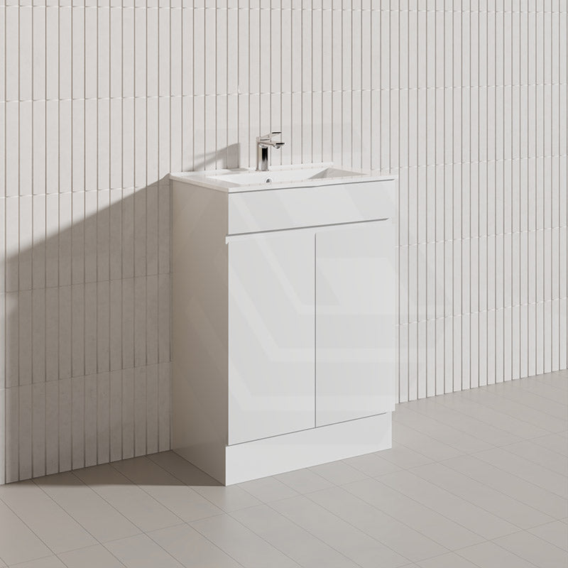 Macho 600mm Narrow Premium MDF Gloss White Freestanding Vanity with Legs/Kickboard