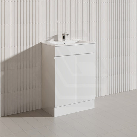 Macho 600mm Narrow Premium MDF Gloss White Freestanding Vanity with Legs/Kickboard
