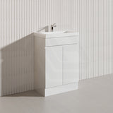 Macho 600mm Narrow Premium MDF Gloss White Freestanding Vanity with Legs/Kickboard