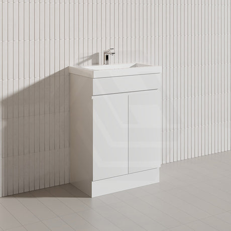 Macho 600mm Narrow Premium MDF Gloss White Freestanding Vanity with Legs/Kickboard