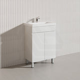 Macho 600mm Narrow Premium MDF Gloss White Freestanding Vanity with Legs/Kickboard