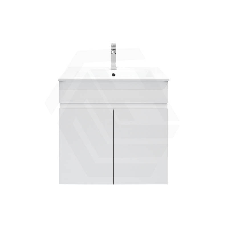 600mm MACHO Narrow Premium MDF Gloss White Wall Hung Vanity Cabinet ONLY & Ceramic/Poly Top Available