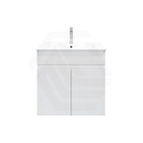 600mm MACHO Narrow Premium MDF Gloss White Wall Hung Vanity Cabinet ONLY & Ceramic/Poly Top Available
