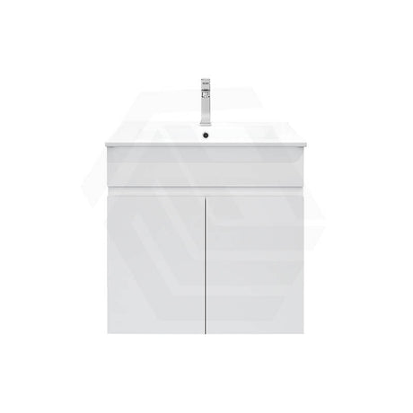 600mm MACHO Narrow Premium MDF Gloss White Wall Hung Vanity Cabinet ONLY & Ceramic/Poly Top Available