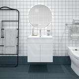 600mm MACHO Narrow Premium MDF Gloss White Wall Hung Vanity Cabinet ONLY & Ceramic/Poly Top Available