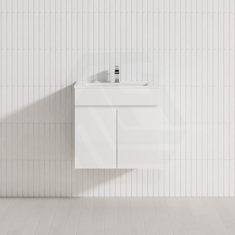 Macho 600mm Narrow Premium MDF Gloss White Wall Hung Vanity