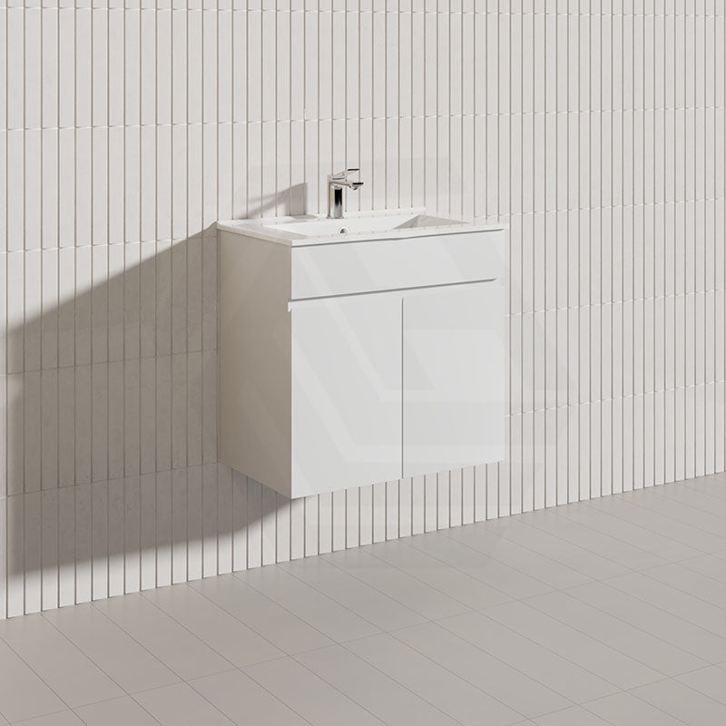 Macho 600mm Narrow Premium MDF Gloss White Wall Hung Vanity
