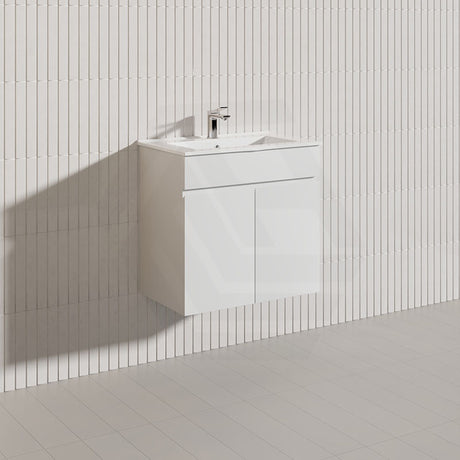 Macho 600mm Narrow Premium MDF Gloss White Wall Hung Vanity