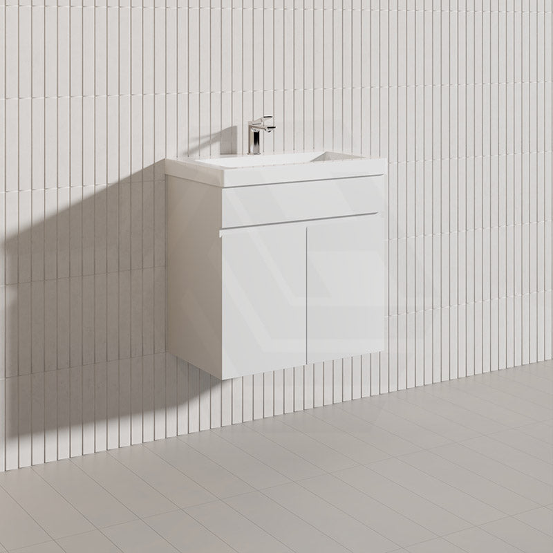 Macho 600mm Narrow Premium MDF Gloss White Wall Hung Vanity