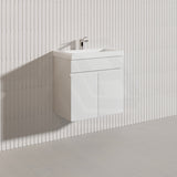 Macho 600mm Narrow Premium MDF Gloss White Wall Hung Vanity