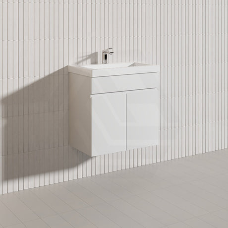 Macho 600mm Narrow Premium MDF Gloss White Wall Hung Vanity