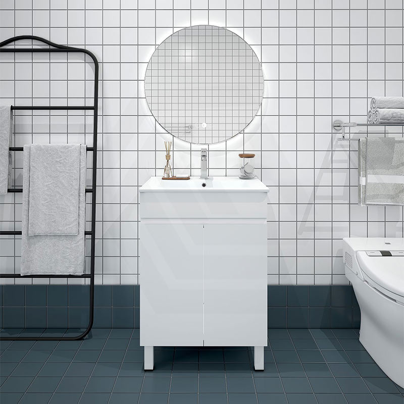 600mm Premium MDF Gloss White Freestanding Bathroom Vanity with Legs/Kickboard