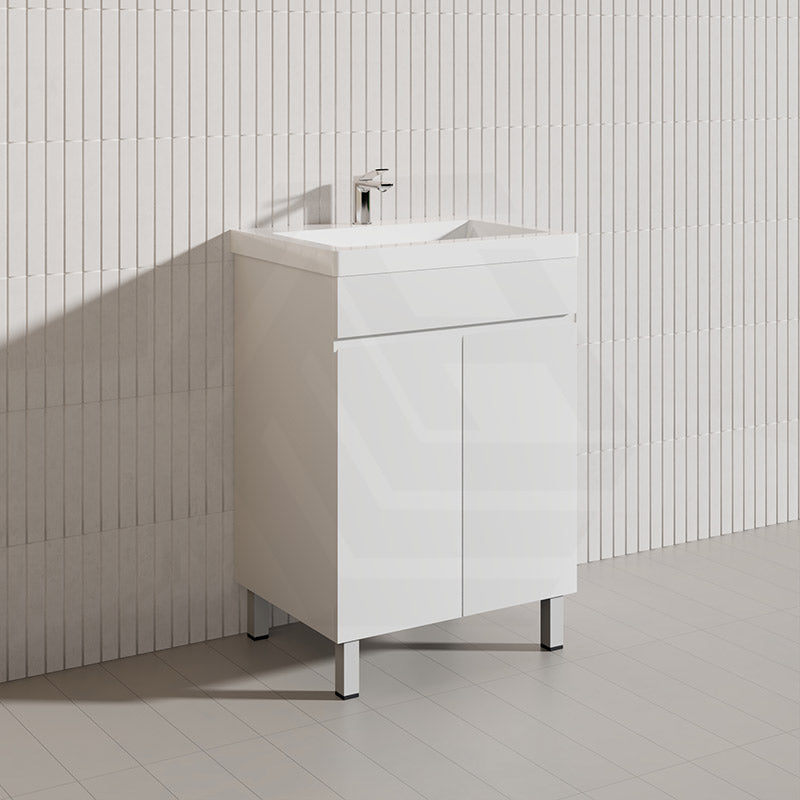 Macho 600mm Premium MDF Gloss White Freestanding Bathroom Vanity with Legs/Kickboard