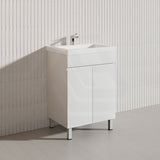 Macho 600mm Premium MDF Gloss White Freestanding Bathroom Vanity with Legs/Kickboard