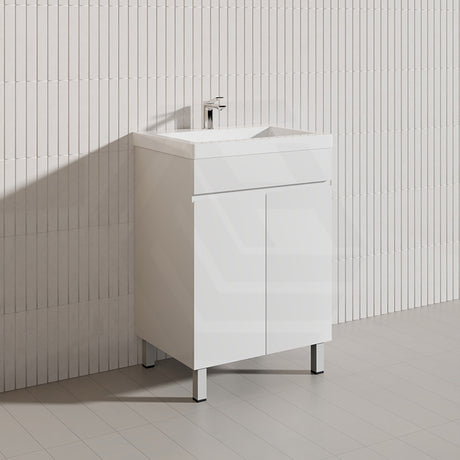 Macho 600mm Premium MDF Gloss White Freestanding Bathroom Vanity with Legs/Kickboard