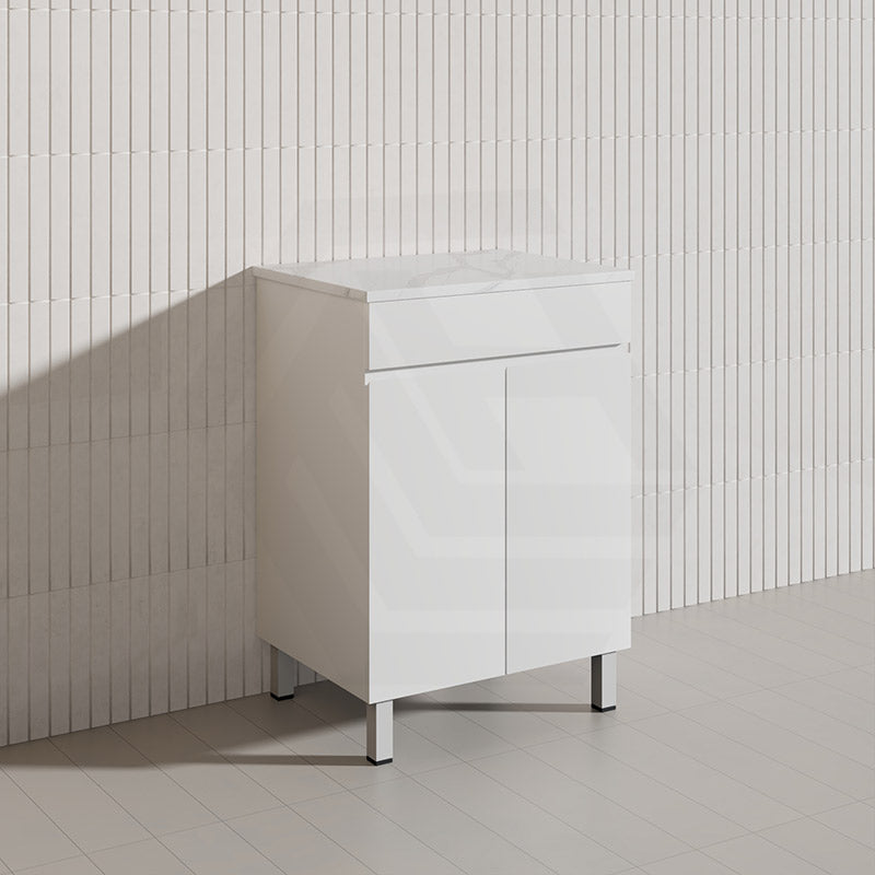 Macho 600mm Premium MDF Gloss White Freestanding Bathroom Vanity with Legs/Kickboard