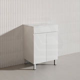 Macho 600mm Premium MDF Gloss White Freestanding Bathroom Vanity with Legs/Kickboard