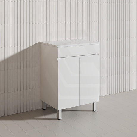 Macho 600mm Premium MDF Gloss White Freestanding Bathroom Vanity with Legs/Kickboard