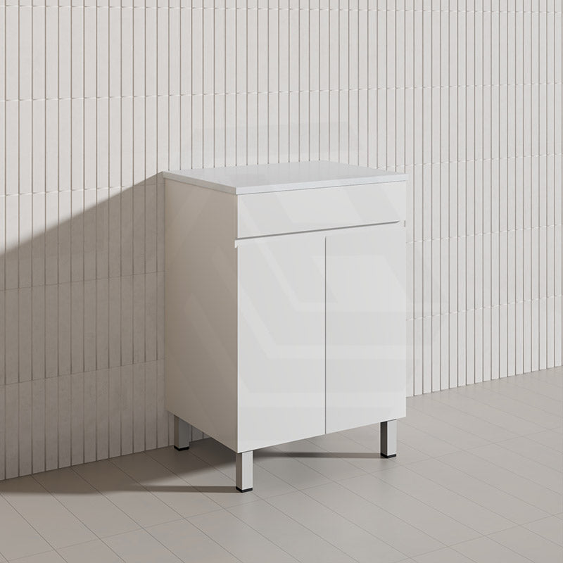 Macho 600mm Premium MDF Gloss White Freestanding Bathroom Vanity with Legs/Kickboard