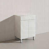 Macho 600mm Premium MDF Gloss White Freestanding Bathroom Vanity with Legs/Kickboard