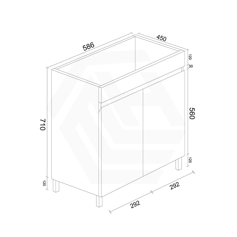 600mm Premium MDF Gloss White Freestanding Bathroom Vanity with Legs/Kickboard