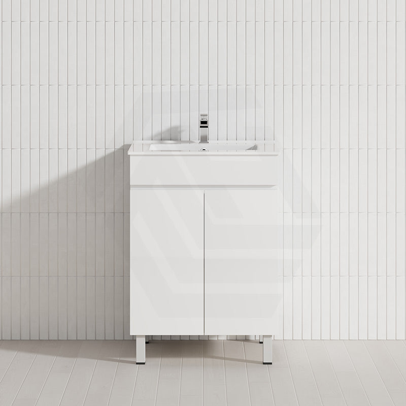 Macho 600mm Premium MDF Gloss White Freestanding Bathroom Vanity with Legs/Kickboard