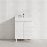 Macho 600mm Premium MDF Gloss White Freestanding Bathroom Vanity with Legs/Kickboard