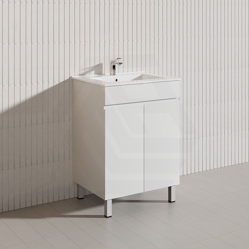 Macho 600mm Premium MDF Gloss White Freestanding Bathroom Vanity with Legs/Kickboard