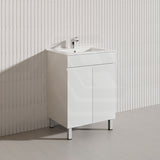 Macho 600mm Premium MDF Gloss White Freestanding Bathroom Vanity with Legs/Kickboard