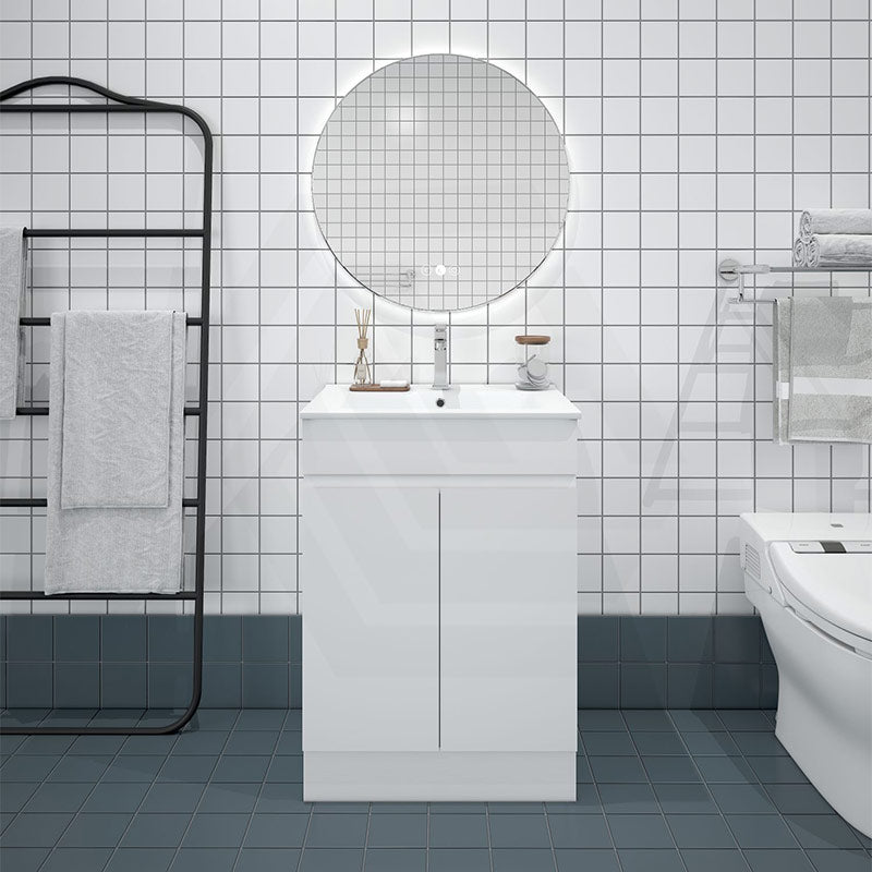 600mm Premium MDF Gloss White Freestanding Bathroom Vanity with Legs/Kickboard